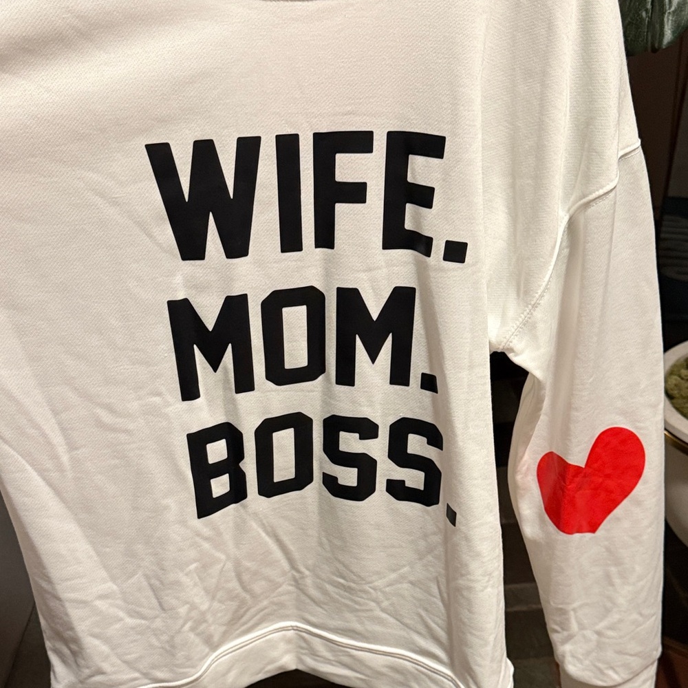 Wife, Mom, Boss Sweatshirt Red Heart